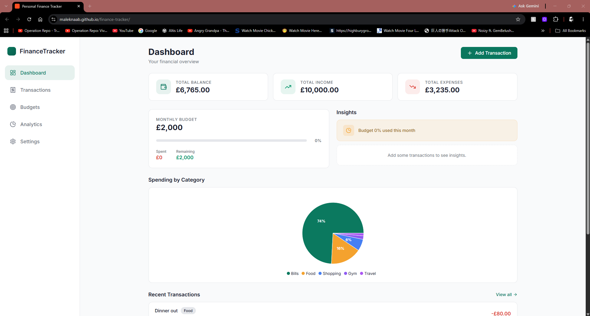 Personal Finance Tracker