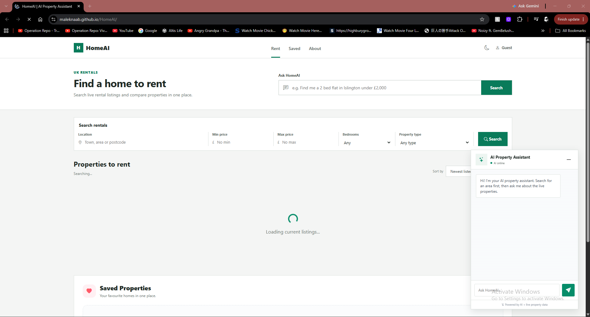 HomeAI property search application