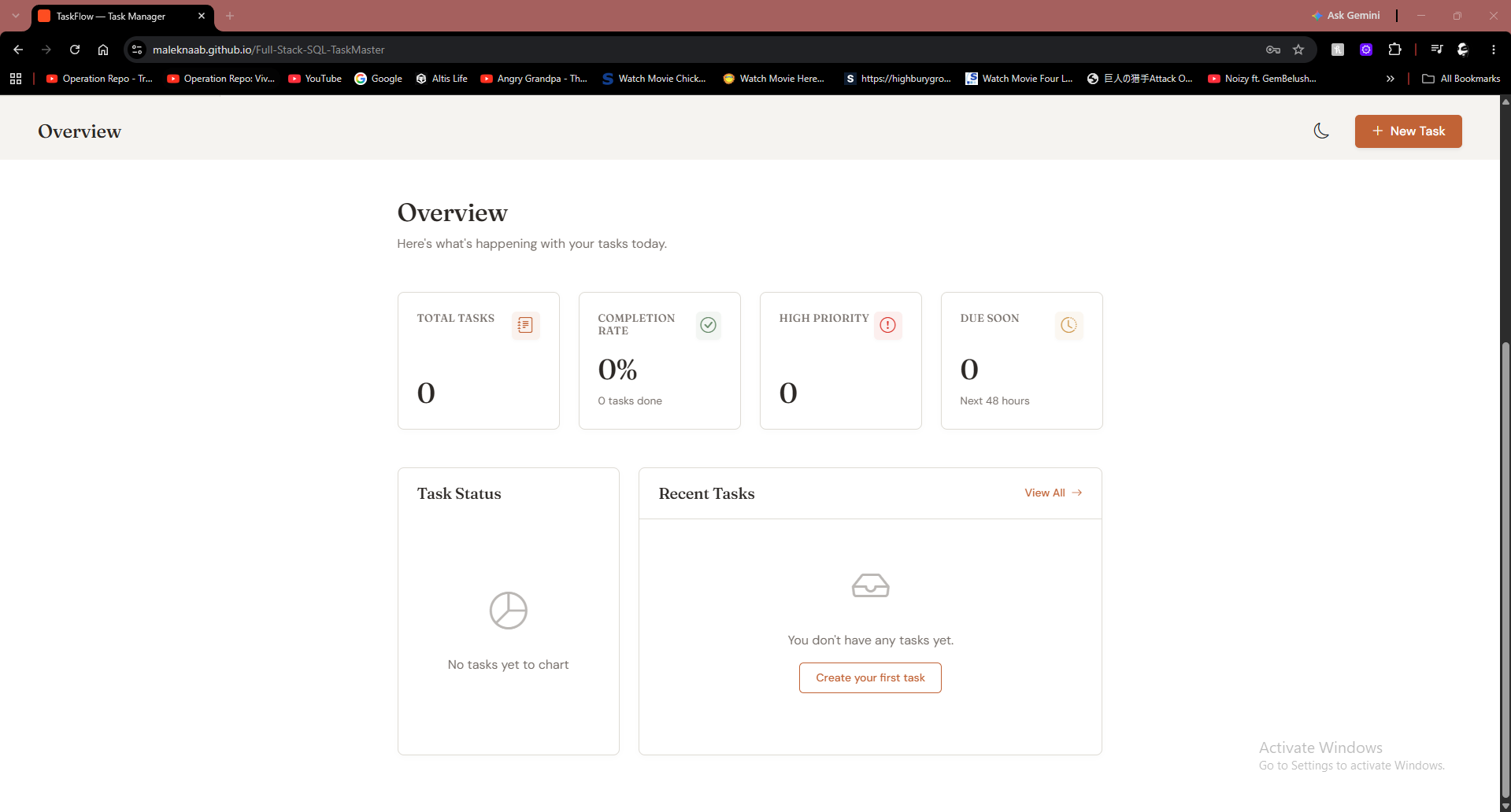 Full-Stack TaskMaster task management application